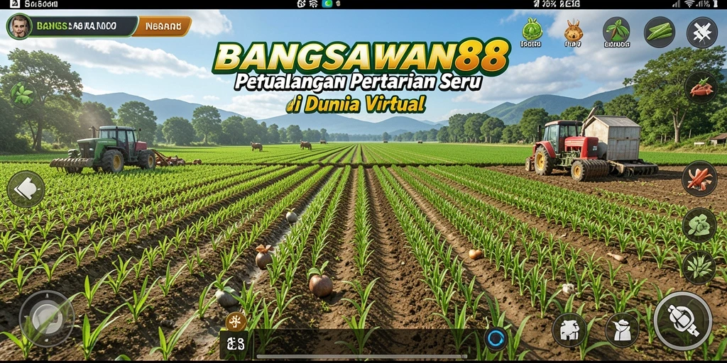 Screenshot BANGSAWAN88 menunjukkan aktivitas bertani yang dinamis dan interaktif.