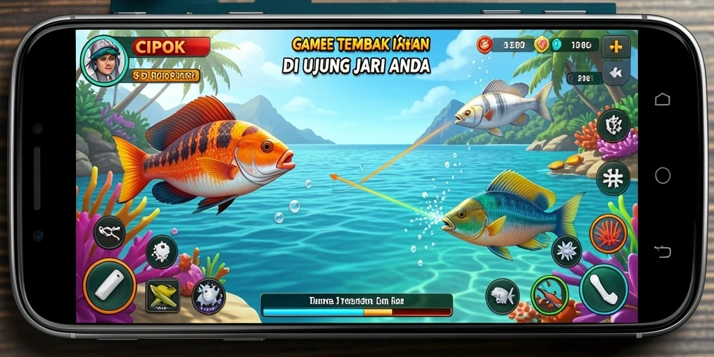 Tampilan gameplay <strong>CIPOK</strong> yang menegangkan saat menembak ikan.
