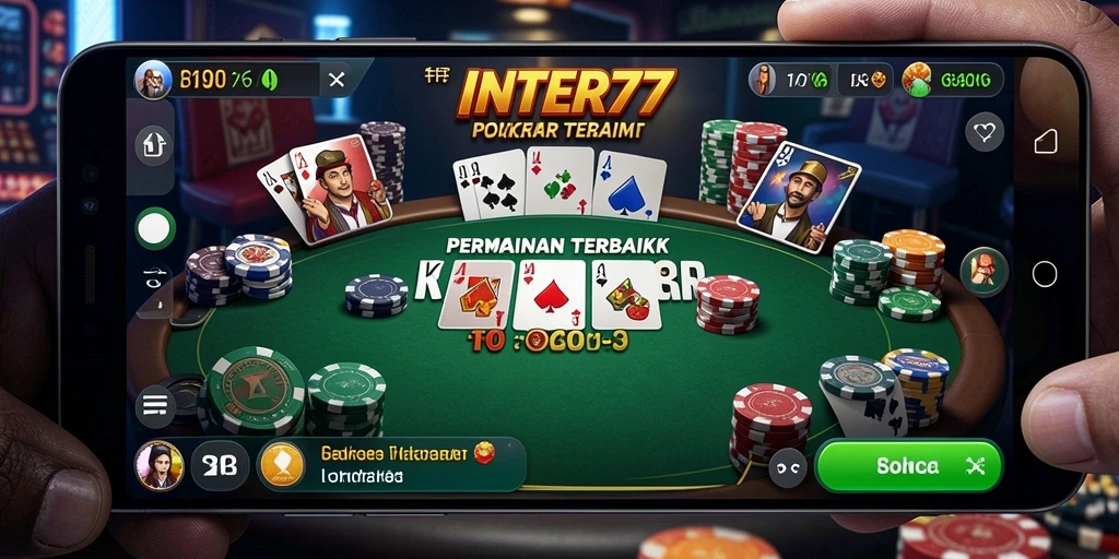 Screenshot INTER77 menampilkan gameplay poker yang mendebarkan dan interaksi antar pemain.