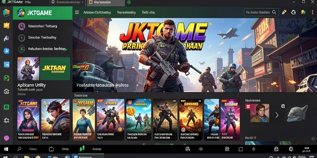 Tampilan antarmuka pengguna JKTGAME yang sederhana dan fungsional.
