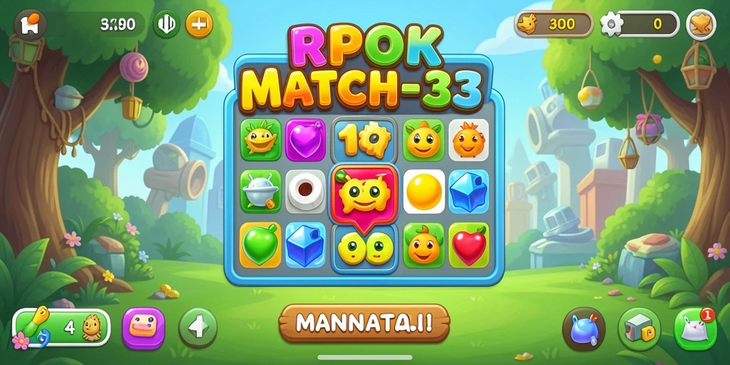 Tampilan menarik dari gameplay RPOK dengan elemen Match-3.