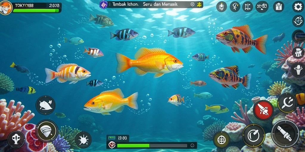 Gameplay seru TOKYO88 saat berburu ikan di bawah laut.