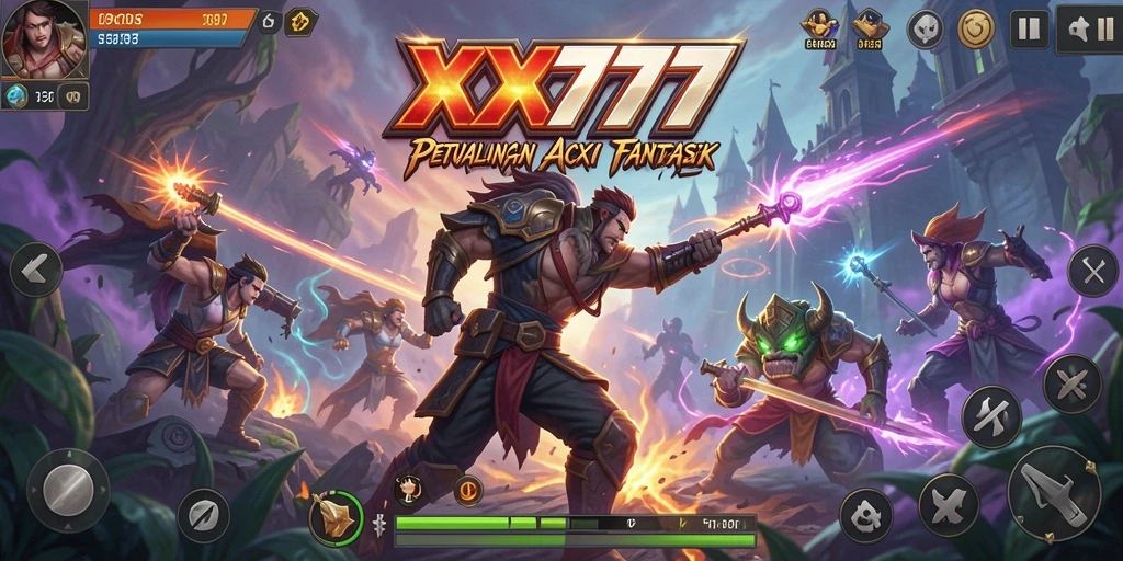 Screenshot yang menunjukkan pertarungan epik dalam XXX777.
